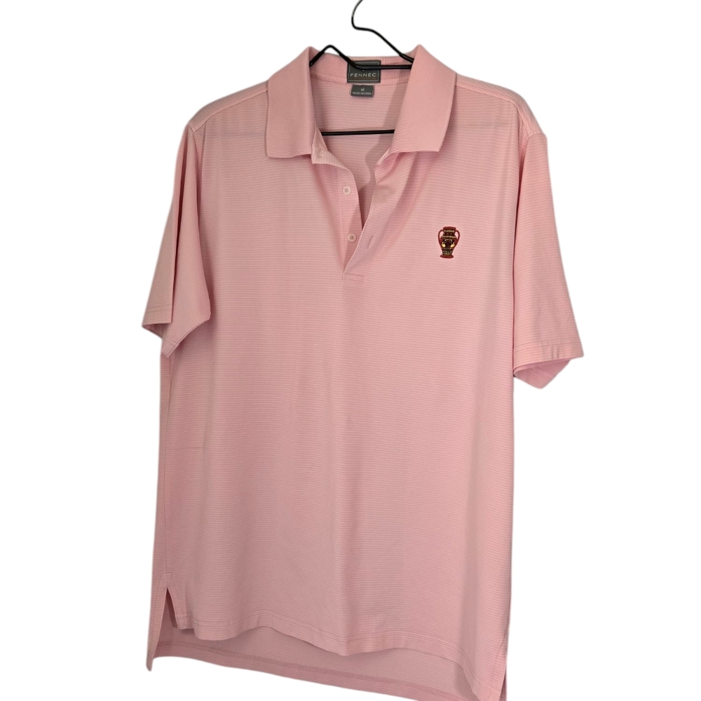 Fennec Men's Pink & White Golf Polo